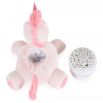 Η φωτογραφία δείχνει Βρεφικός προτζέκτορας που συνδυάζει απαλό φωτισμό, χαλαρωτική μουσική και παιχνιδιάρικο σχεδιασμό για να δημιουργήσει μια ζεστή ατμόσφαιρα για ύπνο και παιχνίδι.