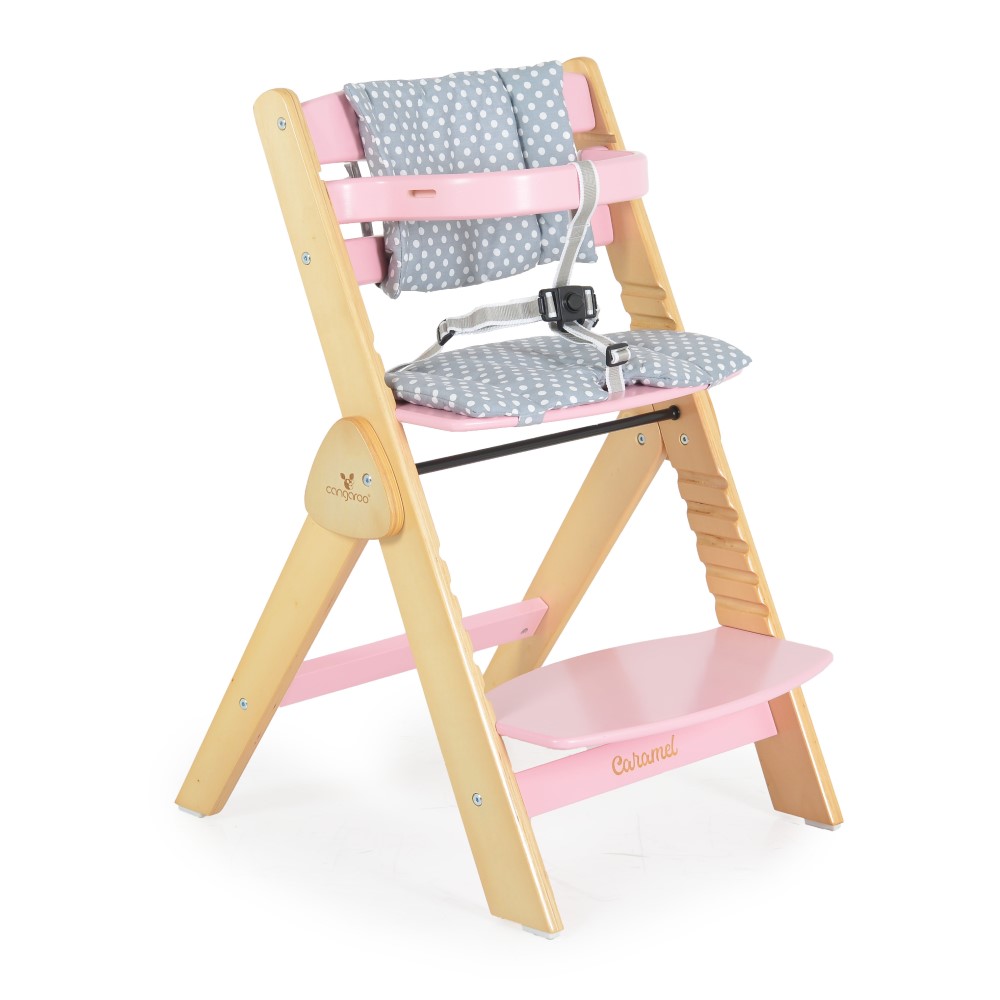 Το παιδικό ξύλινο καρεκλάκι Caramel έχει 3 επίπεδα καθίσματος και 6 επίπεδα στο υποπόδιο.