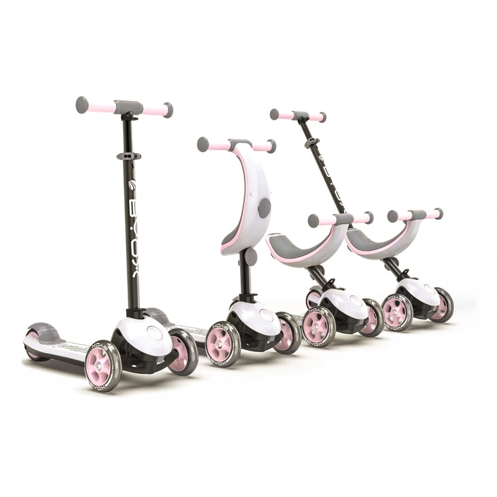 Η φωτογραφία δείχνει Πτυσσόμενο σκούτερ μετατρεπόμενο 4 σε 1TPR HandgripsΤιμόνι Aloy και Post SeatΣανίδα σε PP, TPR και PAΛαβή καθίσματος PP και υποπόδιοPP με φρένα Flex Steel.