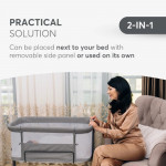 Το Bedside Crib NOAH είναι σχεδιασμένο για βρέφη από τη γέννηση έως 6 μηνών, παρέχοντας ένα ασφαλές, άνετο μέρος ακριβώς δίπλα στο κρεβάτι σας βοηθώντας τόσο τους γονείς όσο και το μωρό να επιτύχουν έναν ήσυχο και εύκολο νυχτερινό ύπνο.