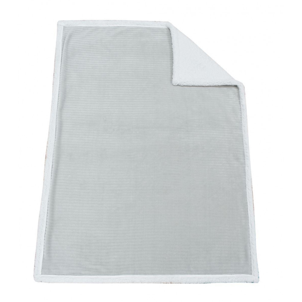 Η φωτογραφία δείχνει Κουβερτούλα διπλής όψεως με Corduroy Flannel 220 gr/m² στην πάνω πλευρά και μονόχρωμη Sherpa 200 gr/m² στην κάτω πλευρά, διαστάσεων 75X100 cm.