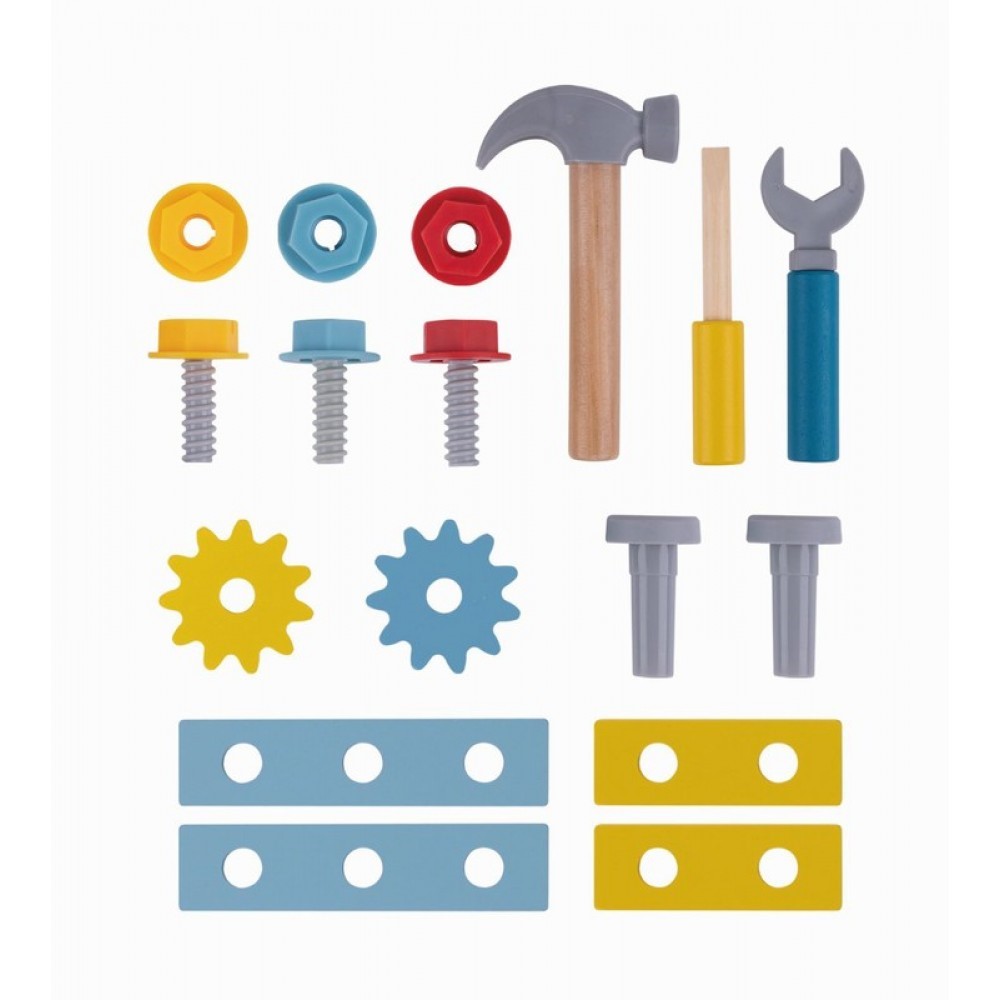 Η φωτογραφία δείχνει Ένα εξαιρετικό σετ πρώτων ξύλινων εργαλείων σε θήκη.