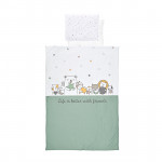 Η φωτογραφία δείχνει Βρεφικό σετ 4 τεμαχιών της εταιρείας Lorelli κατασκευασμένο από 100% υποαλλεργικά και βαμβακερά υφάσματαΠεριλαμβάνει:Πάπλωμα: 97x140cm (Εξωτερικά: 100% βαμβάκι γέμιση: Polyester)Μαξιλάρι: 32x40cm&nbsp;Μαξιλαροθήκη: 35x43cm (100% Βαμβάκι)Σεντόνι: 100x150cm (100% Βαμβάκι)