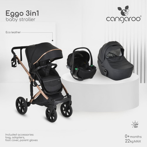 CANGAROO EGGO STROLLER 3 ΣΕ 1 CAVIAR BLACK 3801005100095