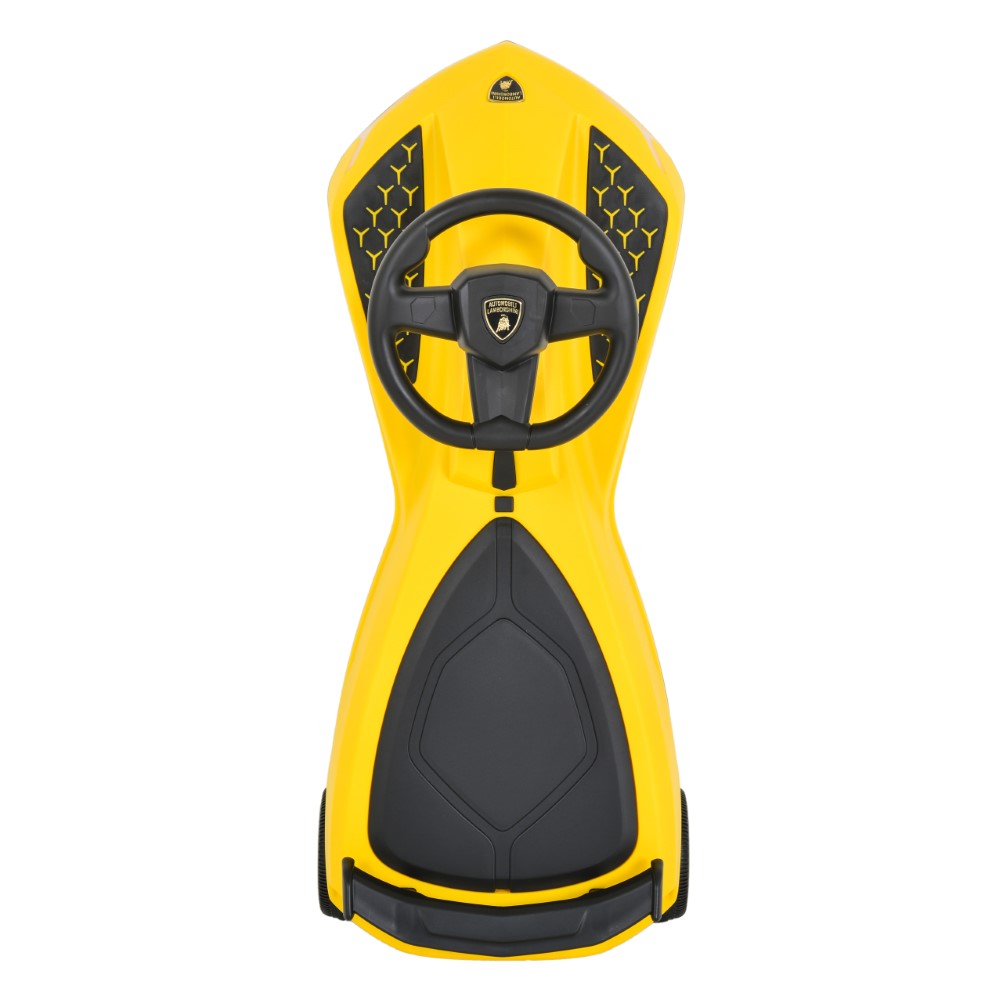 Η φωτογραφία δείχνει Το παιδικό αυτοκίνητο Lamborghini είναι σχεδιασμένο για νέους λάτρεις του αυτοκινήτου.