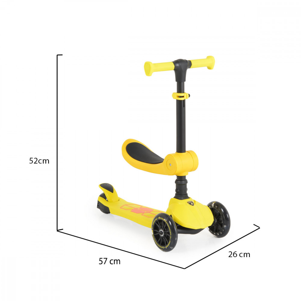 Η φωτογραφία δείχνει Παιδικό πατίνι με κάθισμα 2 σε 1 Lamborghini.