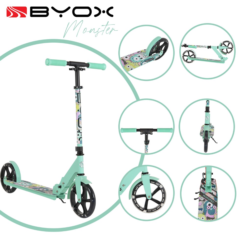 Byox Scooter Monster Blue Πτυσσόμενο σκούτερ αλουμινίου με τροχούς PU 200x30 mm.