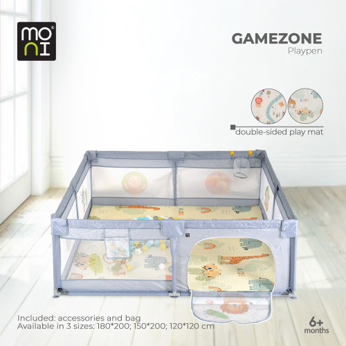 MONI ΠΑΡΚΟ ΜΕ ΣΤΡΩΜΑ ΠΑΙΧΝΙΔΙΟΥ 120/120CM GREY 3801005210428