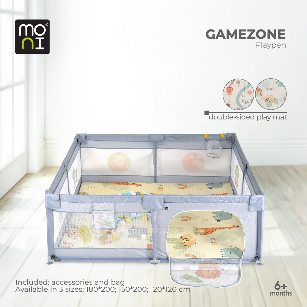 MONI ΠΑΡΚΟ ΜΕ ΣΤΡΩΜΑ ΠΑΙΧΝΙΔΙΟΥ 150/200CM GREY 3801005210367