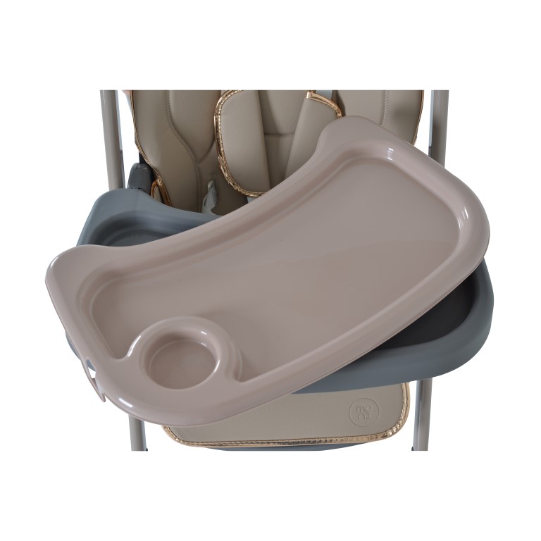 Καρεκλάκι Φαγητού Moni LindoΣετ παιδικό καρεκλάκι,σαλιάρα σιλικόνης,κουτάλι και πιρούνι,μαξιλάρι PU,4 ρόδες με πώματα,δίσκος τροφοδοσίας 2 στρώσεων,4 θέσεις του δίσκου τροφοδοσίας,3 θέσεις πλάτης, 5 θέσεις ύψους,3 θέσεις γωνίας στήριγμα ποδιών,μαξιλαράκια ώμων,σύστημα συγκράτησης 5 σημείων.