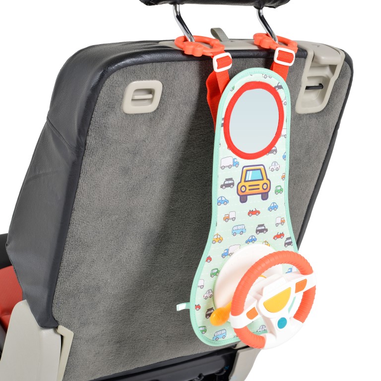 Η φωτογραφία δείχνει Moni Κρεμαστό Παιχνίδι Αυτοκινήτου Car toy Baby Pilot HE0623 3800146224318Ενσωματώνει ένα πολύχρωμο τιμόνι και λεβιέ ταχυτήτων με φώτα, ήχους αυτοκινήτων, υπέροχες μελωδίες και ένα μεγάλο ασφαλή καθρέφτη για μωρά.