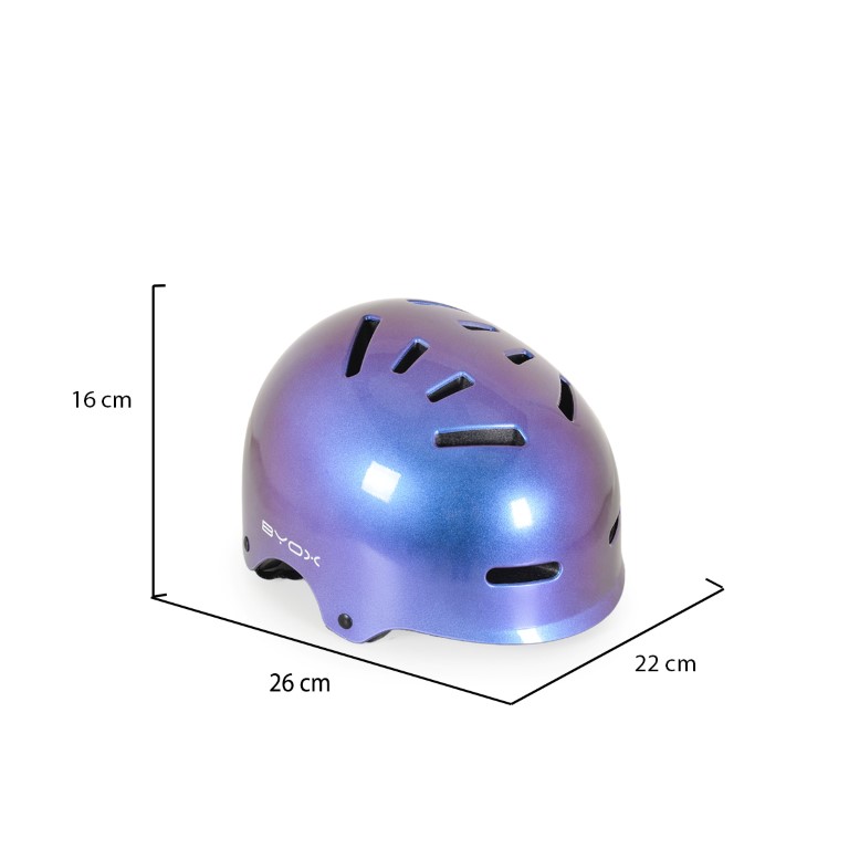 Η φωτογραφία δείχνει Παιδικό κράνος της εταιρείας Byox για ποδήλατο και skate με 11 οπές εξαερισμούΜε ρυθμιζόμενο μέγεθος M : 54-58 cmΥλικό :κέλυφος EPS+PCΜε τεχνολογία In-mould και αφαιρούμενη επένδυσηΚούμπωμα με LED.