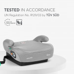 Η φωτογραφία δείχνει i-SIZE (125-150 cm)Κατάλληλο προς τα εμπρός από 125 έως 150 cmΤοποθέτηση ζώνης ασφαλείας αυτοκινήτουΓάντζος μισοφέγγαρου που εμποδίζει το παιδί να πνιγεί όταν χρησιμοποιεί τη ζώνηΜαλακό και άνετο κάθισμαΔοκιμασμένο σύμφωνα με τον Κανονισμό των Ηνωμένων Εθνών Αρ.