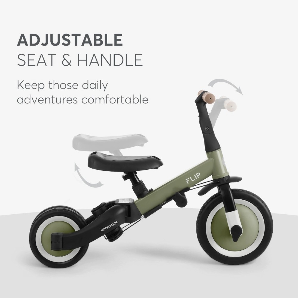 Το Flip είναι ένα πολυλειτουργικό τρίκυκλο που μπορεί να χρησιμοποιηθεί με 5 διαφορετικούς τρόπους - Push Mode, Tricycle, Balance Bike και Bike, προσφέροντας στα παιδιά περισσότερη διασκέδαση και άνεση εν κινήσει.