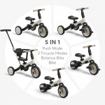 Η φωτογραφία δείχνει Το Flip είναι ένα πολυλειτουργικό τρίκυκλο που μπορεί να χρησιμοποιηθεί με 4 διαφορετικούς τρόπους - Push Mode, Tricycle, Balance Bike και Bike, προσφέροντας στα παιδιά περισσότερη διασκέδαση και άνεση εν κινήσει.