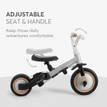 Η φωτογραφία δείχνει Το Flip είναι ένα πολυλειτουργικό τρίκυκλο που μπορεί να χρησιμοποιηθεί με 5 διαφορετικούς τρόπους - Push Mode, Tricycle, Balance Bike και Bike, προσφέροντας στα παιδιά περισσότερη διασκέδαση και άνεση εν κινήσει.