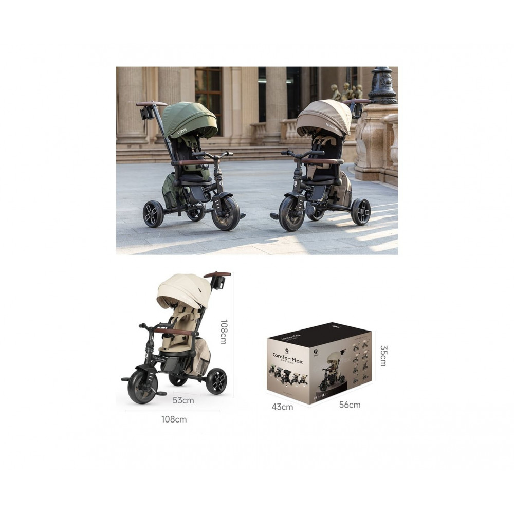 Η φωτογραφία δείχνει Το QPlay Comfo Max 8 σε 1 δεν είναι απλώς ένα τρίκυκλο – είναι ένας αξιόπιστος σύντροφος που εξελίσσεται μαζί με το παιδί σας, προσφέροντας κάθε φορά μια νέα εμπειρία άνεσης και διασκέδασης.
