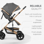 Πολυκαρότσι της εταιρείας Kikka Boo κατασκευασμένο απο πολυτελή υφάσματα και σκελετό αλουμινίου με ανοξείδωτη επίστρωση.