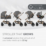 Πολυκαρότσι της εταιρείας Kikka Boo κατασκευασμένο απο πολυτελή υφάσματα και σκελετό αλουμινίου με ανοξείδωτη επίστρωση.