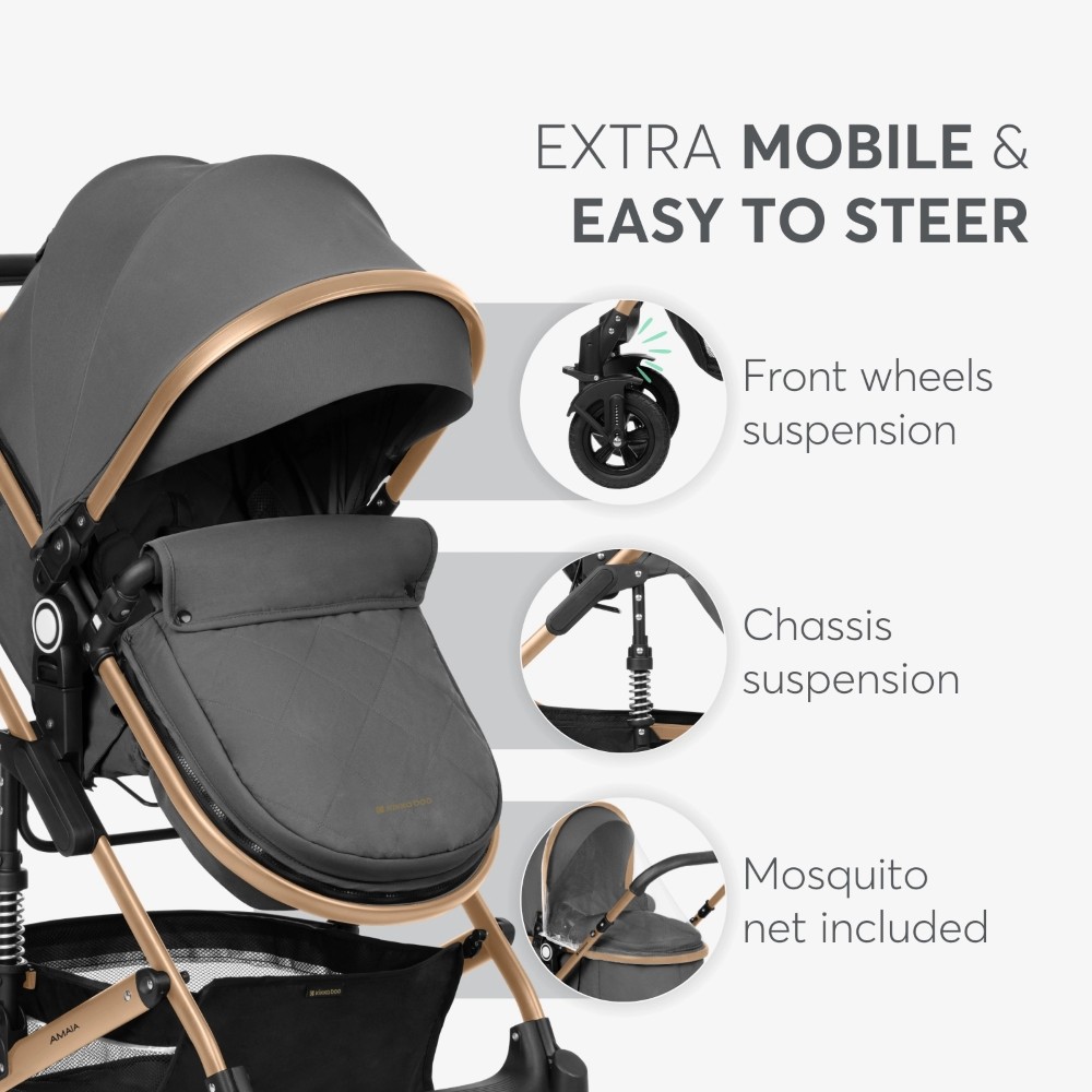 Πολυκαρότσι της εταιρείας Kikka Boo κατασκευασμένο απο πολυτελή υφάσματα και σκελετό αλουμινίου με ανοξείδωτη επίστρωση.