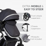 Η φωτογραφία δείχνει Καρότσι 3 σε 1 της εταιρείας Kikka Boo με ελαφρύ ατσάλινο σκελετό και εύκολο μετρατρέψιμο κάθισμα σε καλαθούνα.