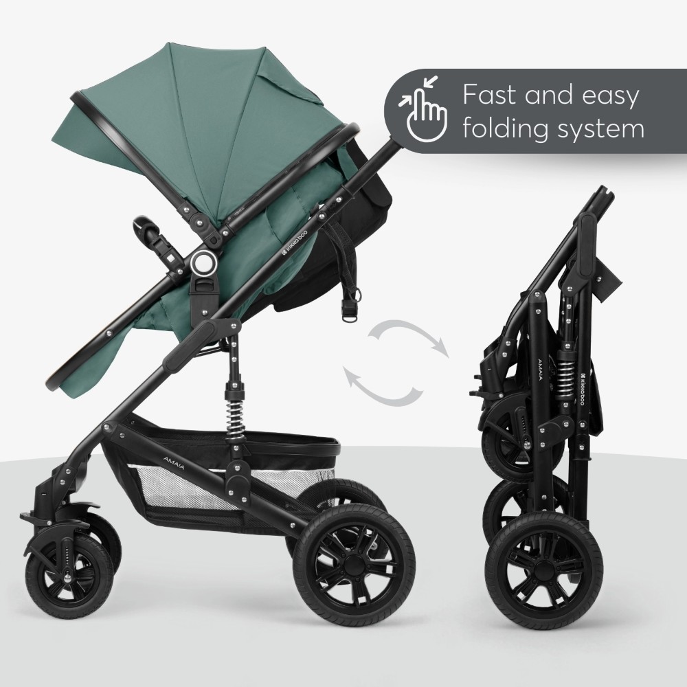 Η φωτογραφία δείχνει To νέο καρότσι Amaia 3σε1 της εταιρείας Kikka Boo, με ρυθμιζόμενο προσανατολισμό θέσης, κατάλληλο από νεογέννητο.