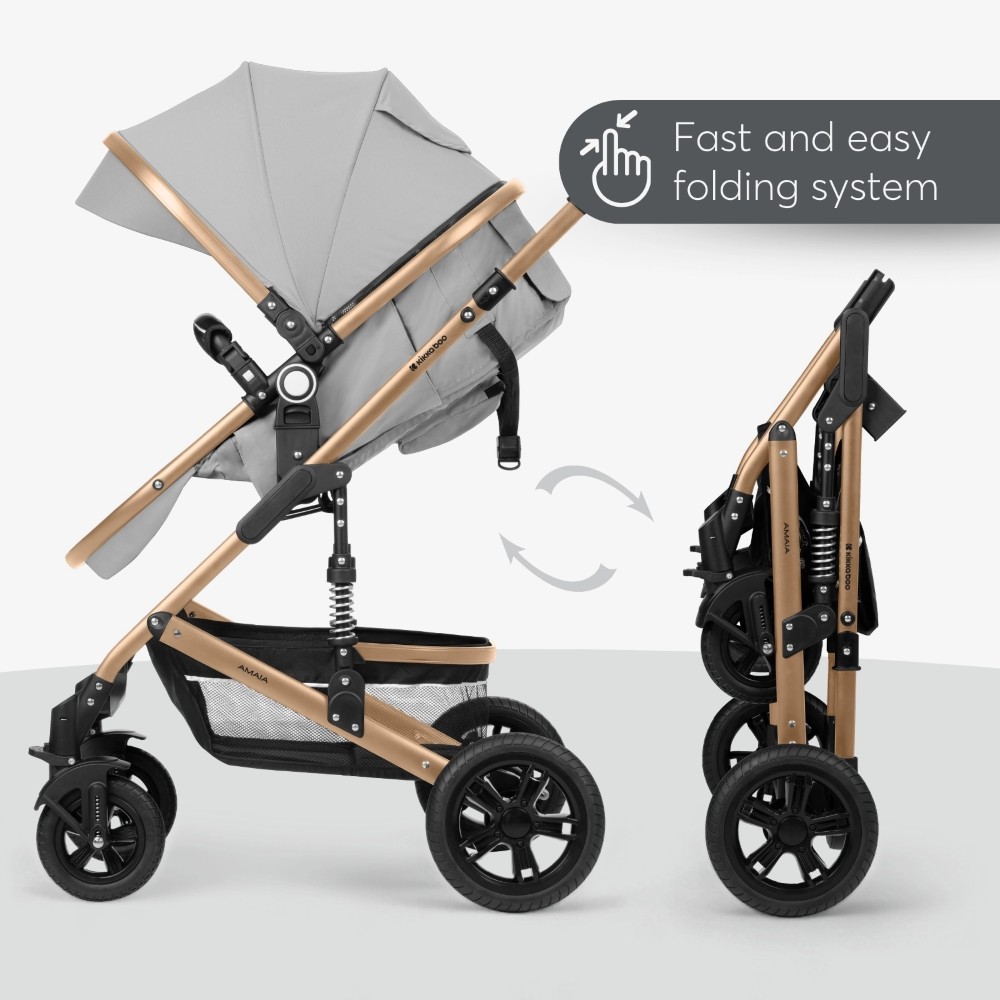 Η φωτογραφία δείχνει Πολυκαρότσι της εταιρείας Kikka Boo κατασκευασμένο απο πολυτελή υφάσματα και σκελετό αλουμινίου με ανοξείδωτη επίστρωση.