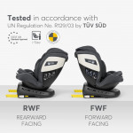 i-SIZE (40-150 cm)Κατάλληλη φορά προς τα πίσω από 40 έως 105 cmΚατάλληλη φορά προς τα εμπρός από 76 έως 150 cm4 θέσεις ανάκλισης καθίσματος προς τα εμπρός και 1 θέση ανάκλισης καθίσματος με όψη προς τα πίσωΠεριστροφή 360 μοιρών του καθίσματοςTop tether Κορυφαίος ιμάντας πρόσδεσης για επιπλέον ασφάλε