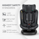 i-SIZE (40-150 cm)Κατάλληλη φορά προς τα πίσω από 40 έως 105 cmΚατάλληλη φορά προς τα εμπρός από 76 έως 150 cm4 θέσεις ανάκλισης καθίσματος προς τα εμπρός και 1 θέση ανάκλισης καθίσματος με όψη προς τα πίσωΠεριστροφή 360 μοιρών του καθίσματοςTop tether Κορυφαίος ιμάντας πρόσδεσης για επιπλέον ασφάλε