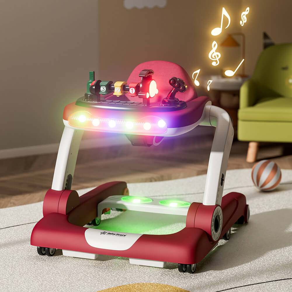 Η φωτογραφία δείχνει Η στράτα Train 3 in 1 (στράτα, jumper, περπατούρα) της Bebe Stars βοηθάει το μωρό σας να καλλιεργήσει την αίσθηση της κατεύθυνσης, να ανακαλύψει την ανεξαρτησία του, να εξοικειωθεί με το περπάτημα, να ασκεί τους μύες των ποδιών και να αυξάνει την εμπιστοσύνη του μωρού σας στην ε