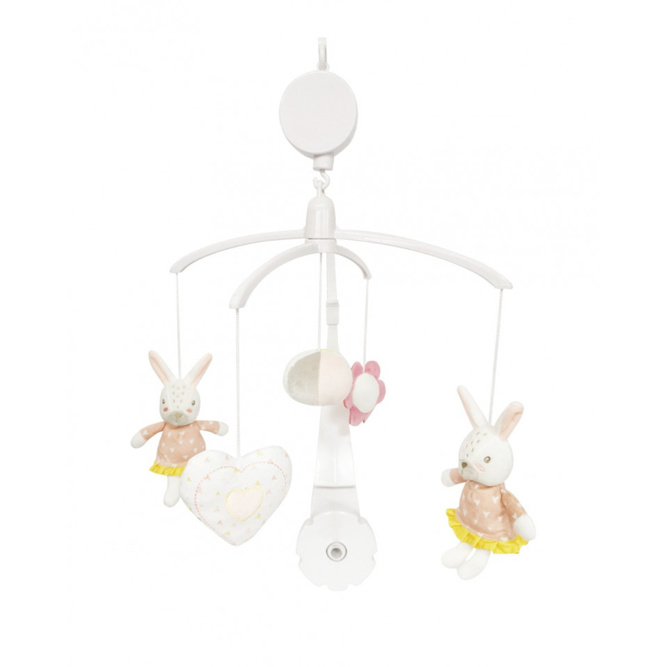 Η φωτογραφία δείχνει Μουσικό περιστρεφόμενο της εταιρείας Kikka Boo• Λειτουργεί με κούρδισμα, απελευθερώνει απαλή μελωδία ύπνου και περιστρέφει τα πολύχρωμα μαλακά παιχνίδια.