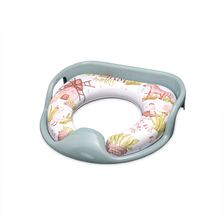 Μαλακό εκπαιδευτικό κάθισμα τουαλέτας με χειρολαβεςΤο μαξιλαράκι είναι αποσπώμενο για εύκολο καθάρισμαΔιαθέτει προστατευτικό πλαστικό για την πρόληψη της διαβροχήςΠρακτικές πλευρικές χειρολαβές