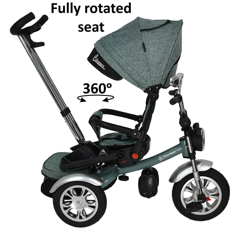 Η φωτογραφία δείχνει Το ποδήλατο&nbsp; Chopper Black 6 in 1 της Bebe Stars έχει σχεδιαστεί για μωρά από 9 μηνών και παρέχει ομαλή οδήγηση για τη μετάβαση από τη λειτουργία του καροτσιού σε αυτή του ποδηλάτου.