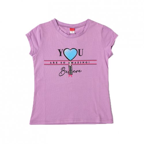 Joyce μωβ t-shirt με τύπωμα για κορίτσια 211594M