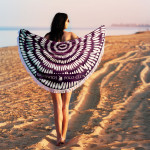 Πετσέτα θαλάσσης στρογγυλή με κρόσσια της σειράς Essential, από 100% microfibre και βάρος 280gr/m2.