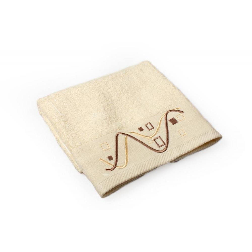 DIMCOL ΠΕΤΣΕΤΑ ΠΡΟΣΩΠΟΥ ΜΕ ΚΕΝΤΗΜΑ ΓΕΩΜΕΤΡΙΚΟ 450 GSM 50x90CM 100% COTTON ΕΚΡΟΥ.