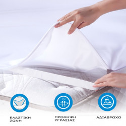 DIMcol ΑΔΙΑΒΡΟΧΟ ΠΡΟΣΤΑΤΕΥΤΙΚΟ ΣΤΡΩΜΑΤΟΣ ΕΝΗΛ Cotton 100% 160Χ200 με λάστιχο  White 1231315130500076