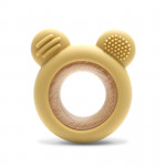 Η φωτογραφία δείχνει Μασητικό οδοντοφυίας κατασκευασμένο απο σιλικόνη και ξύλο οξιάς.