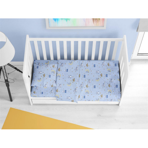 DIMCOL ΚΑΤΩΣΕΝΤΟΝΟ ΜΕ ΛΑΣΤΙΧΟ bebe Sweet Dreams 551 0,70X1,40X0,15 Sky Blue 100% Cotton 31112019033