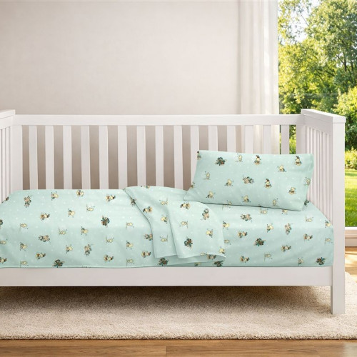 Dimcol Κατωσέντονο Με Λάστιχο bebe Bear's Playtime 593 0,70X1,40X0,15 Mint 100% Cotton 31112019072