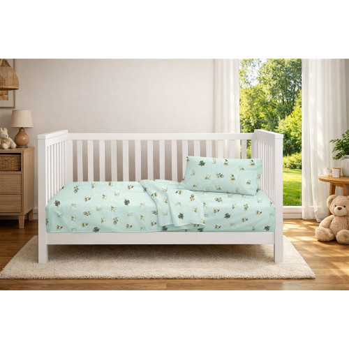 Dimcol Κατωσέντονο Με Λάστιχο bebe Bear's Playtime 593 0,70X1,40X0,15 Mint 100% Cotton 31112019072