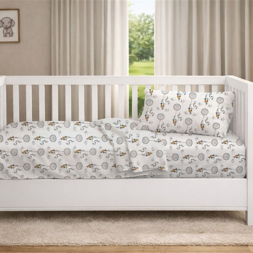 Dimcol Κατωσέντονο Με Λάστιχο bebe Floating Bunny 715 0,70X1,40X0,15 Grey 100% Cotton 31112019083
