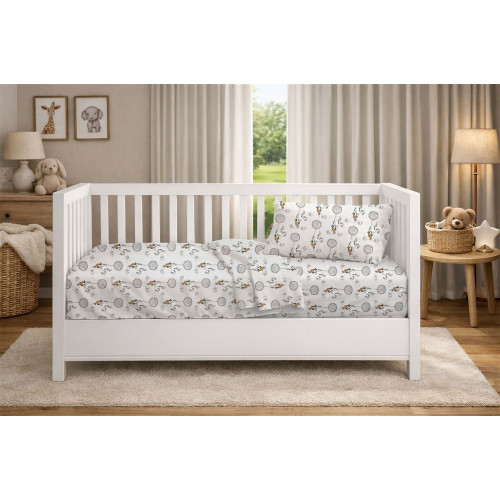 Dimcol Κατωσέντονο Με Λάστιχο bebe Floating Bunny 715 0,70X1,40X0,15 Grey 100% Cotton 31112019083