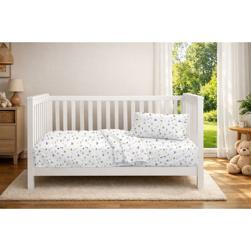 Dimcol Κατωσέντονο Με Λάστιχο bebe Whimsical Mountainside 588 0,70X1,40X0,15 White-Grey 100% Cotton 31112019067