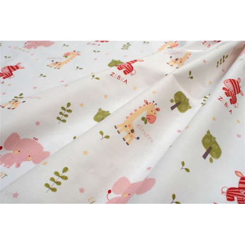 Dimcol Πάνα Χασέ bebe Happy Safari 712 80X80 White-Pink 100% Cotton 31111328080