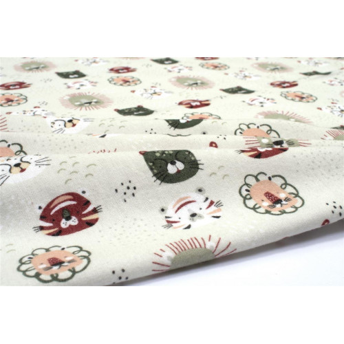 Dimcol Σεντονάκι Λίκνου bebe Big Cats 27 80X110 Light Olive 100% Cotton 31112020048