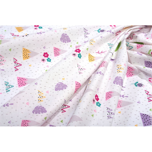 Dimcol Σεντονάκι Λίκνου bebe Whimsical Mountainside 587 80X110 White-Pastel Lilac 100% Cotton 31112020066
