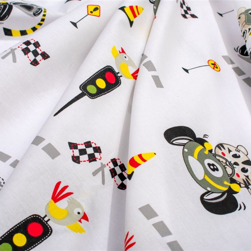 Dimcol Σεντονάκι Λίκνου bebe Animal Grand Prix 590 80X110 White-Olive 100% Cotton 31112020069