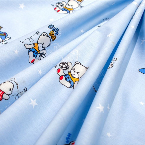 Dimcol Σεντονάκι Λίκνου bebe Bear's Playtime 591 80X110 Sky Blue 100% Cotton 31112020070