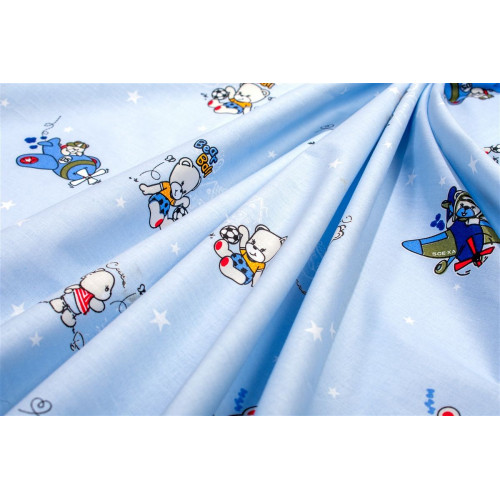 Dimcol Σεντονάκι Λίκνου bebe Bear's Playtime 591 80X110 Sky Blue 100% Cotton 31112020070